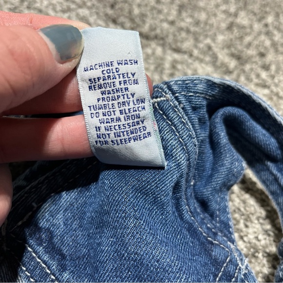 Vintage Girls 7 Xxl Gymboree Denim Overall Bib Dress patchwork Bandana Y2K - Picture 6 of 8